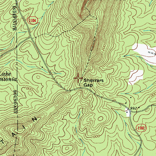 Topographic Map of Sherrars Gap, NC