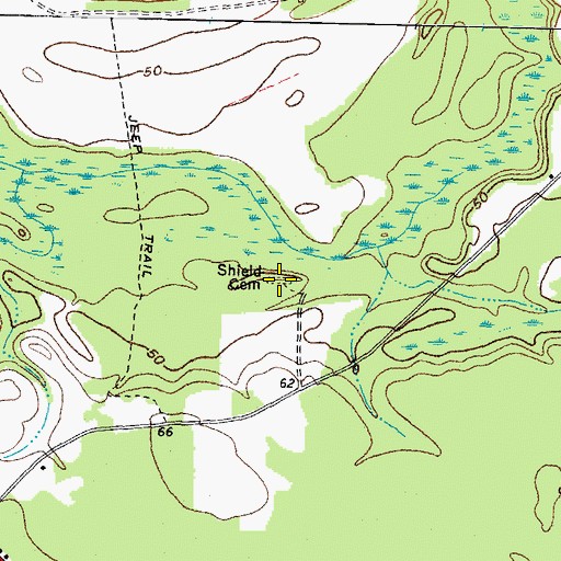 Topographic Map of Shield Cemetery, NC