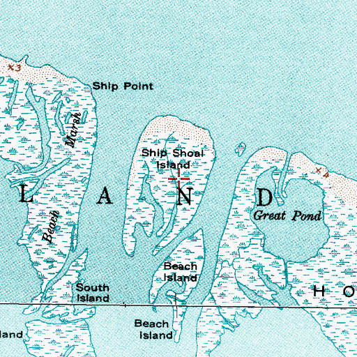 Topographic Map of Ship Shoal Island, NC