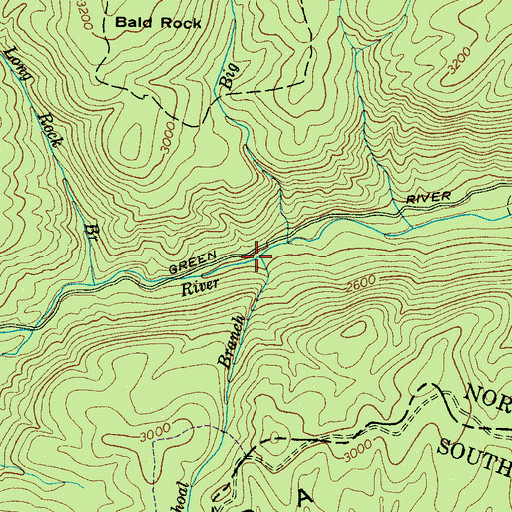 Topographic Map of Shoal Branch, NC