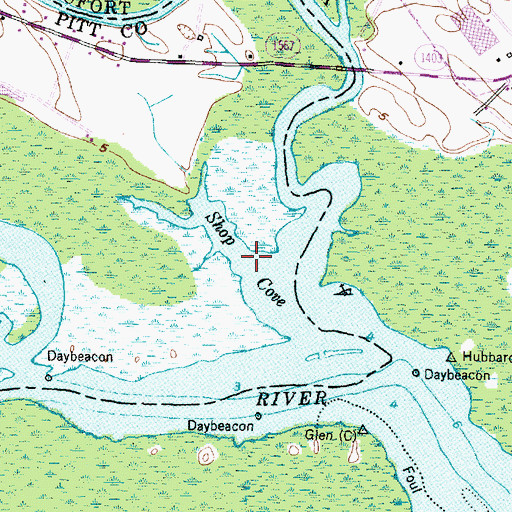 Topographic Map of Shop Cove, NC