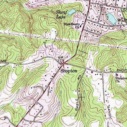 Topographic Map of Shopton, NC