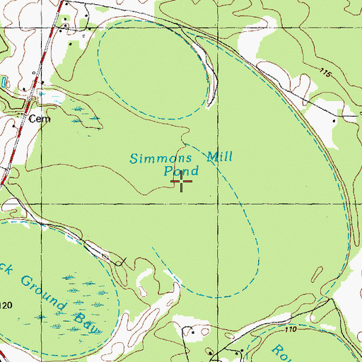 Topographic Map of Simmons Mill Pond, NC
