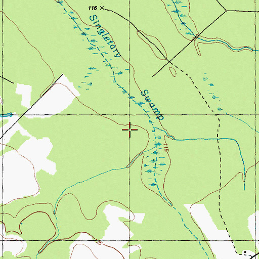 Topographic Map of Singletary Swamp, NC