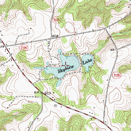 Topographic Map of Skyview Lake, NC