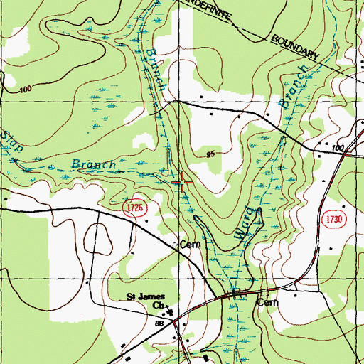 Topographic Map of Slap Branch, NC