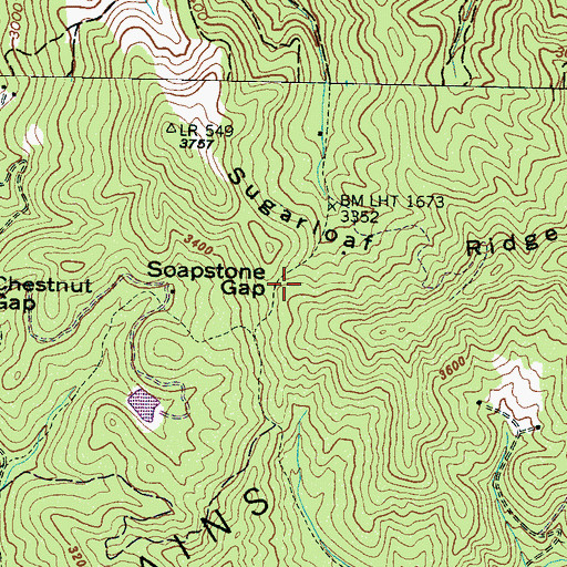 Topographic Map of Soapstone Gap, NC