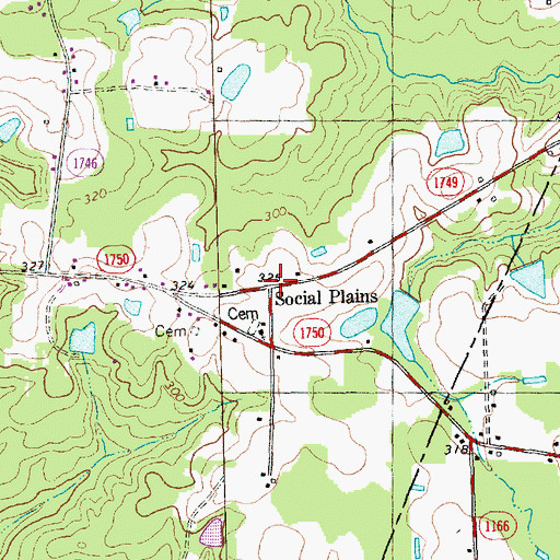 Topographic Map of Social Plains, NC