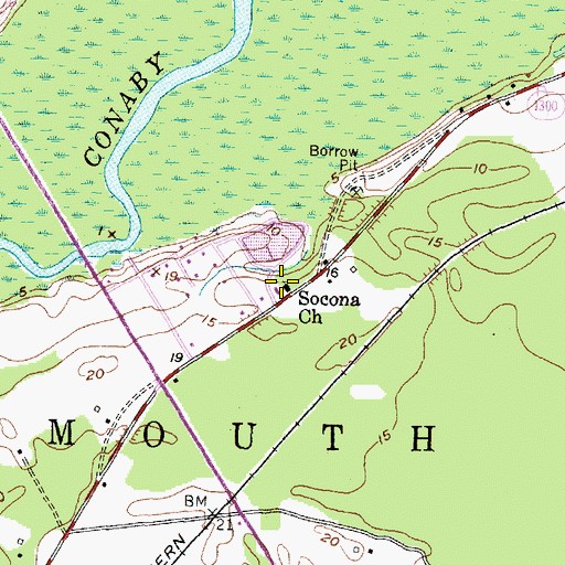 Topographic Map of Socona Church, NC