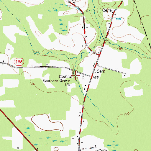 Topographic Map of Southern Grove Church, NC