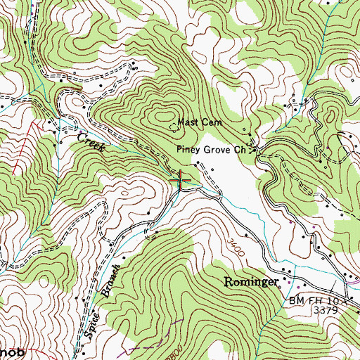 Topographic Map of Spice Branch, NC
