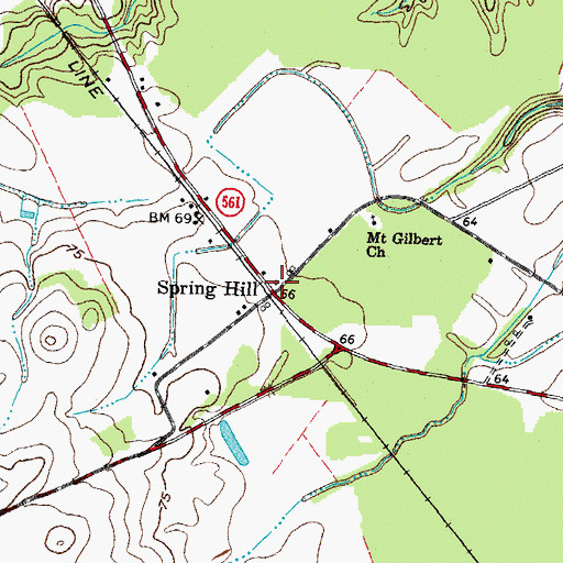 Topographic Map of Spring Hill, NC