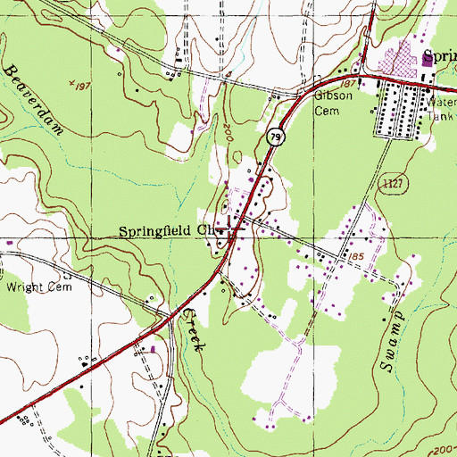 Topographic Map of Springfield Church, NC