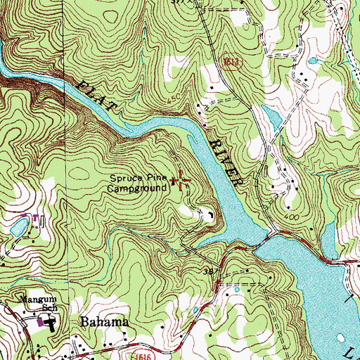 Topographic Map of Spruce Pine Campground, NC