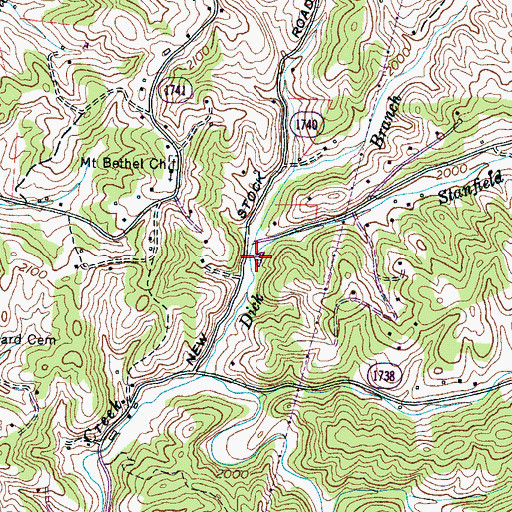 Topographic Map of Stanfield Branch, NC