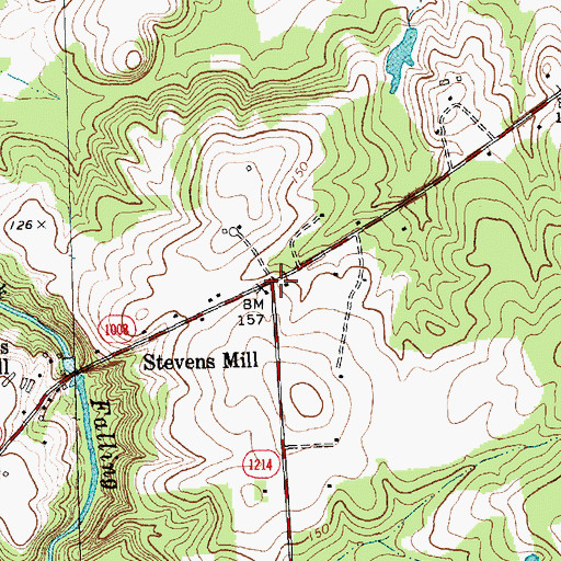 Topographic Map of Stevens Mill, NC