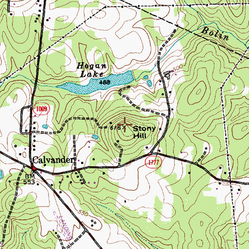 Topographic Map of Stony Hill, NC