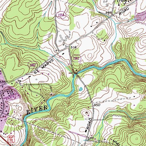 Topographic Map of Strouds Creek, NC
