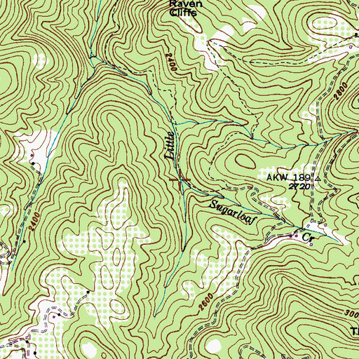 Topographic Map of Sugarloaf Creek, NC
