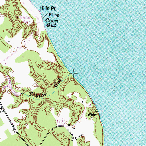 Topographic Map of Taylor Gut, NC