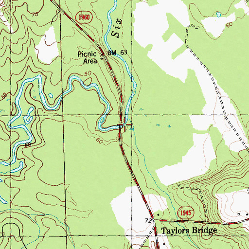 Topographic Map of Taylors Bridge, NC