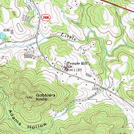 Topographic Map of Temple Hill Church, NC