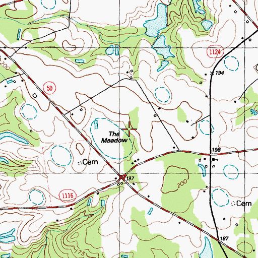 Topographic Map of The Meadow, NC