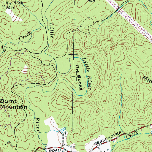 Topographic Map of The Nooks, NC