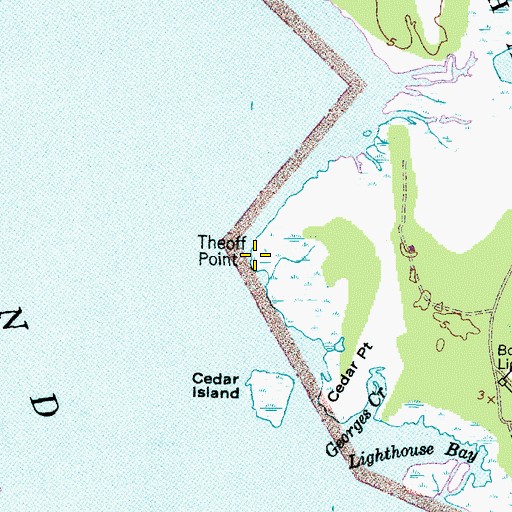 Topographic Map of Theoff Point, NC