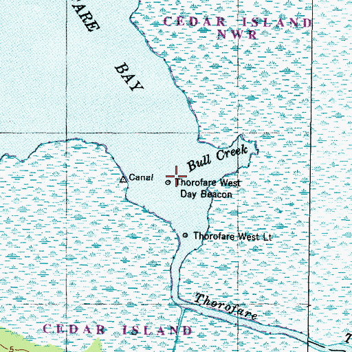 Topographic Map of Thorofare West Day Beacon, NC