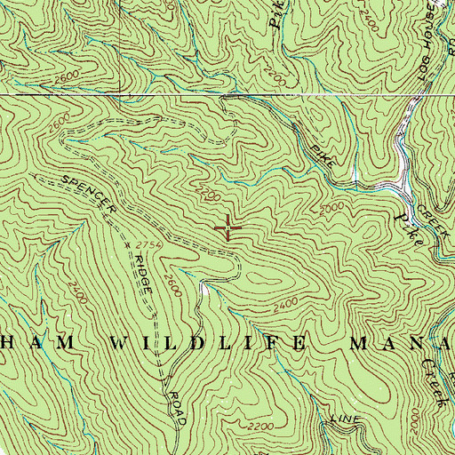 Topographic Map of Thurmond Chatham Wildlife Management Area, NC