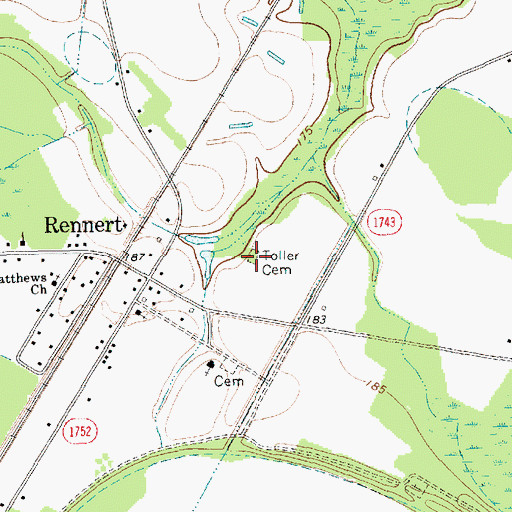 Topographic Map of Toller Cemetery, NC