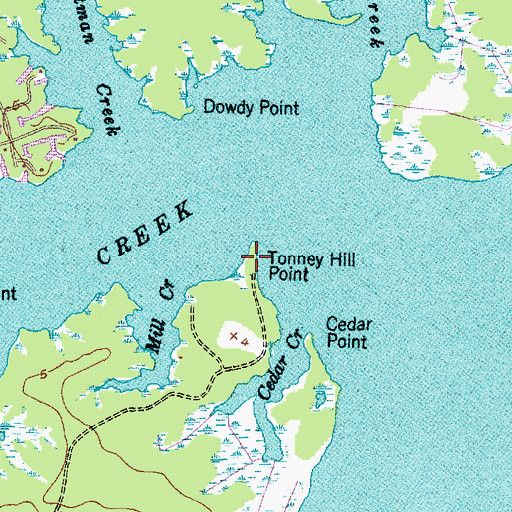 Topographic Map of Tonney Hill Point, NC