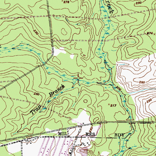 Topographic Map of Trap Branch, NC