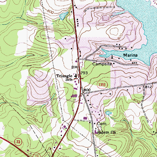 Topographic Map of Triangle School, NC