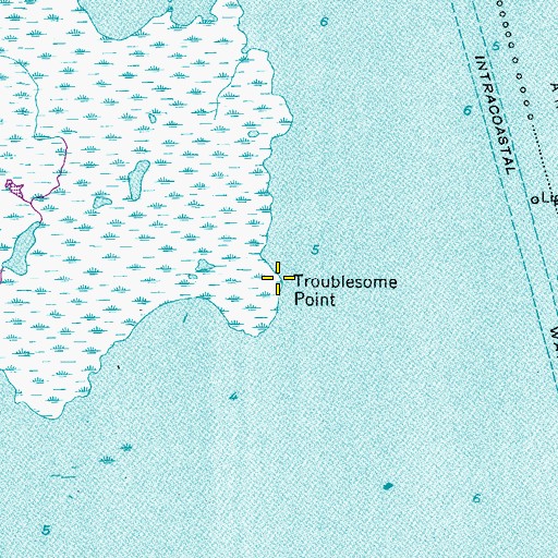 Topographic Map of Troublesome Point, NC