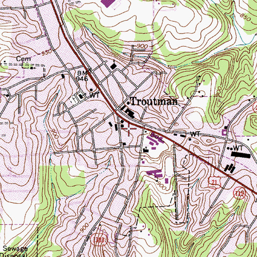 Topographic Map of Troutman, NC