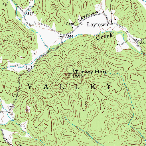 Topographic Map of Turkey Hen Mountain, NC