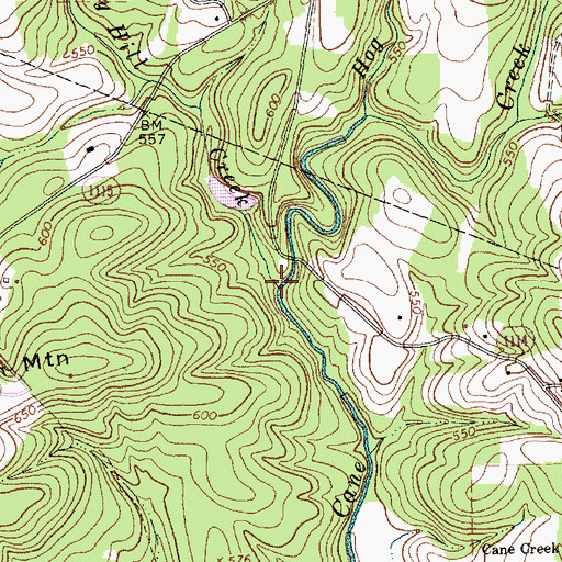 Topographic Map of Turkey Hill Creek, NC
