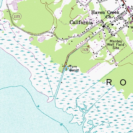 Topographic Map of Turn Basin, NC