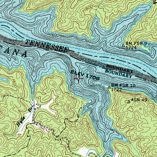 Topographic Map of Tuskeegee Creek, NC