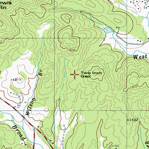Topographic Map of Two Inch Gap, NC