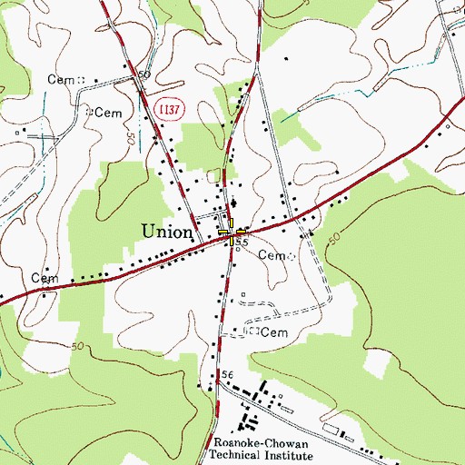 Topographic Map of Union, NC
