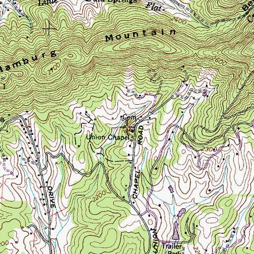 Topographic Map of Union Chapel, NC