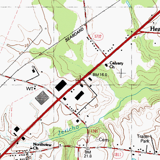 Topographic Map of Wallace School, NC
