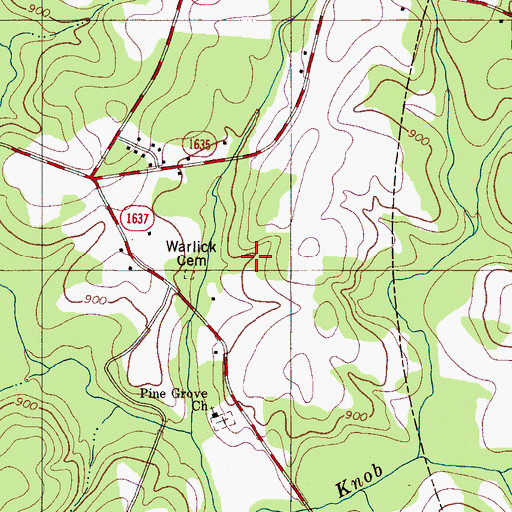 Topographic Map of Warlick Cemetery, NC