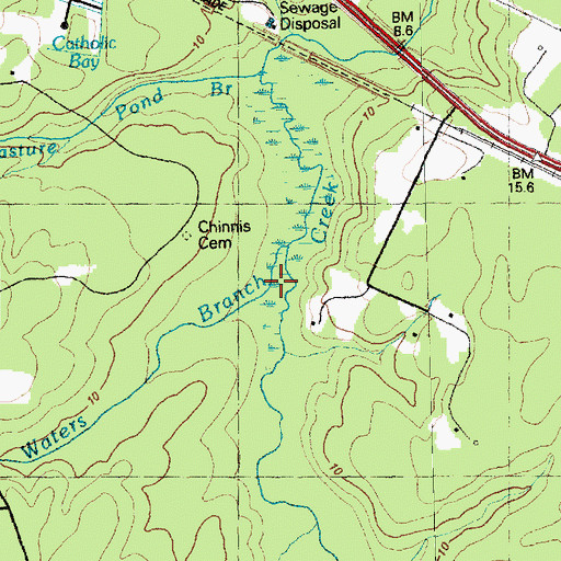 Topographic Map of Waters Branch, NC