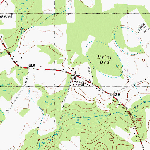 Topographic Map of Wayne Chapel, NC