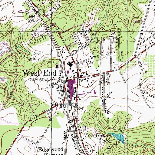 Topographic Map of West End, NC