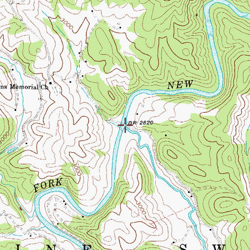 Topographic Map of West Fork Pine Swamp Creek, NC